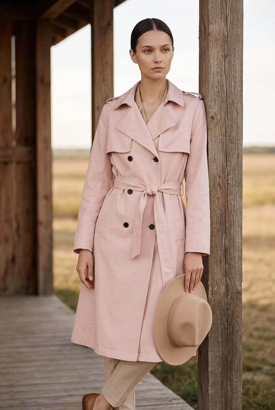 Banana Republic Pink Double Breasted Trench Coat with Belt Size XL